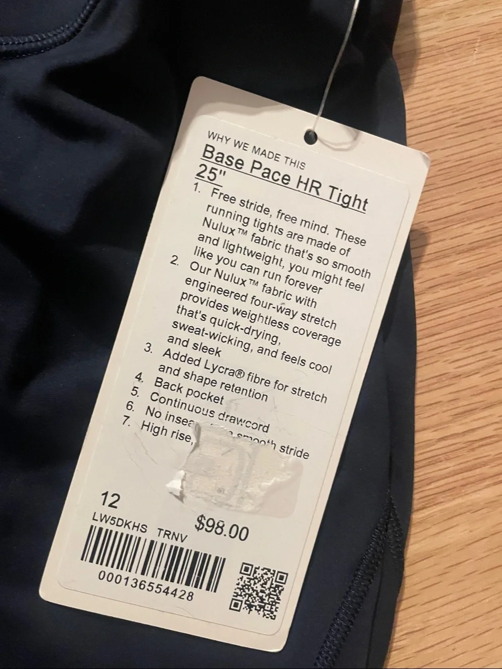 lululemon athletica Navy Base Pace HR Tight NWT